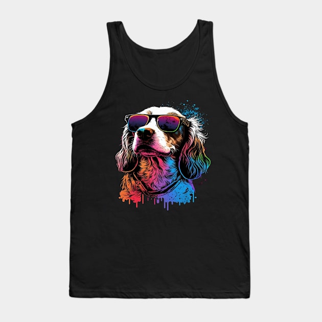 Dog Wearing Sunglasses Tank Top by AI INKER